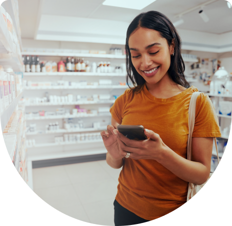 Woman looking for medication in a pharmacy